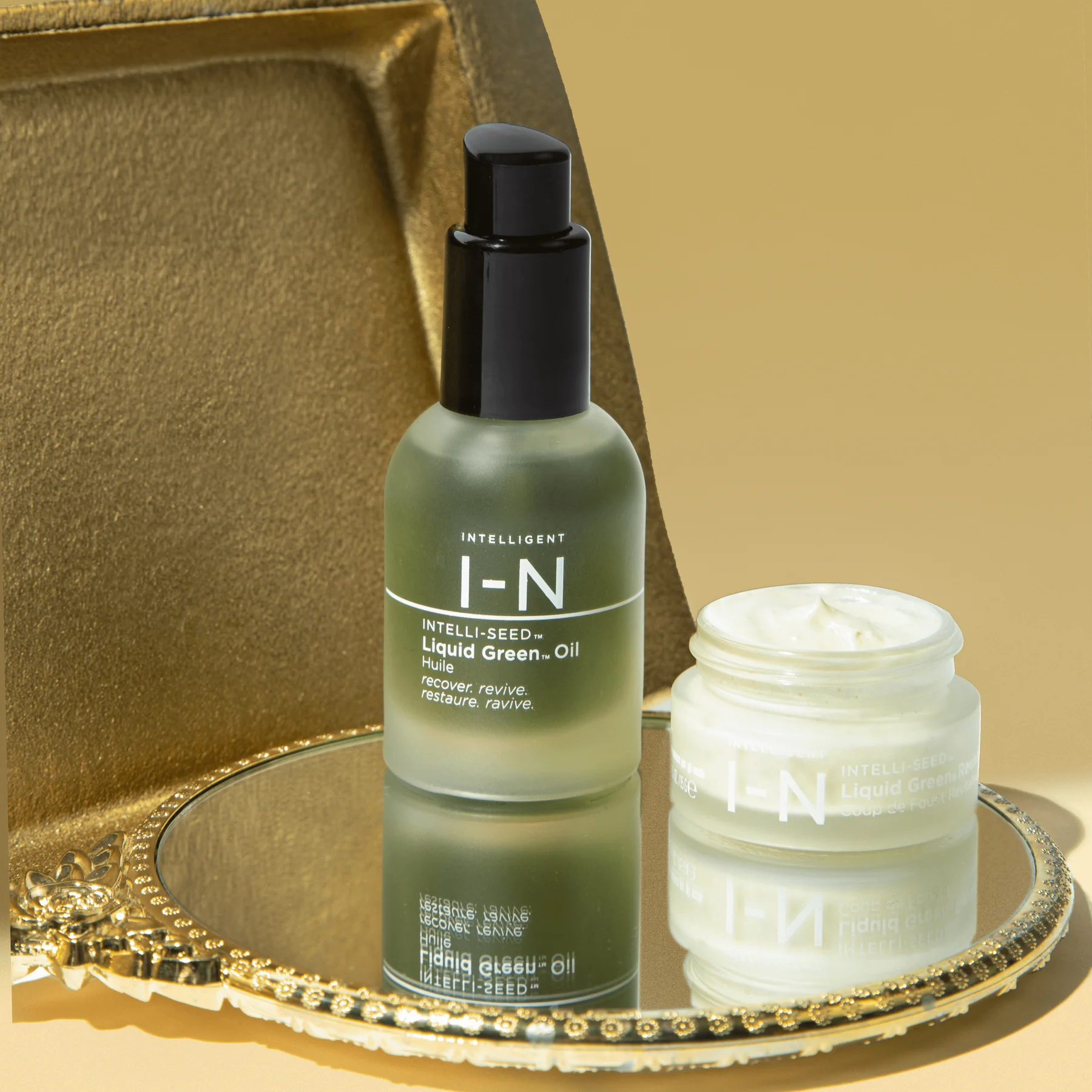 I-N Liquid Green Face Oil + Revival Eye Whip Kit by Intelligent Nutrients